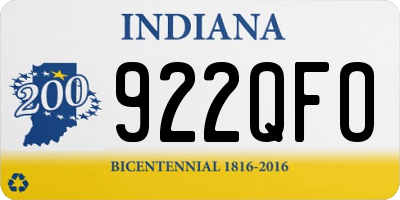 IN license plate 922QFO