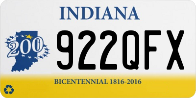 IN license plate 922QFX