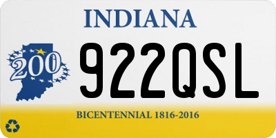 IN license plate 922QSL