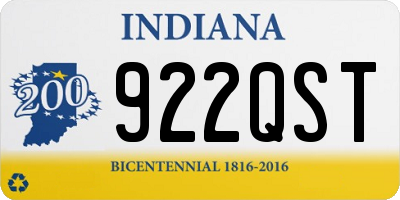IN license plate 922QST