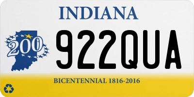 IN license plate 922QUA
