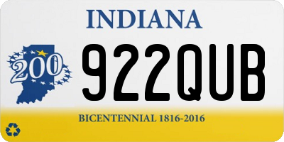 IN license plate 922QUB