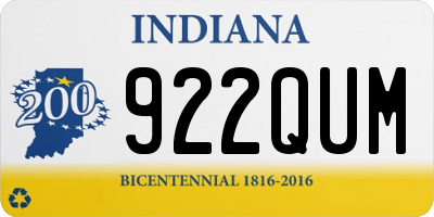 IN license plate 922QUM