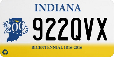 IN license plate 922QVX