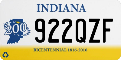 IN license plate 922QZF