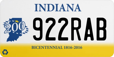 IN license plate 922RAB