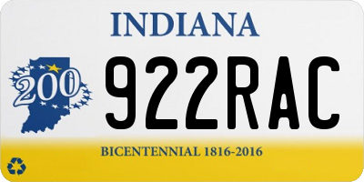 IN license plate 922RAC