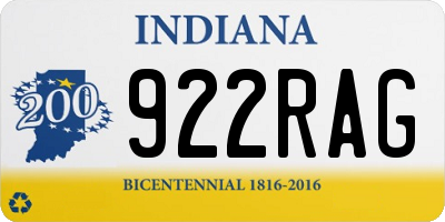 IN license plate 922RAG