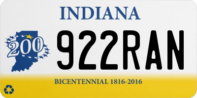 IN license plate 922RAN