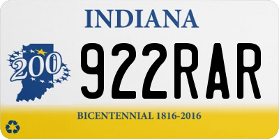 IN license plate 922RAR