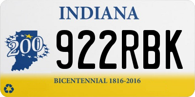 IN license plate 922RBK