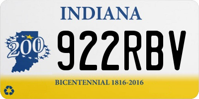 IN license plate 922RBV