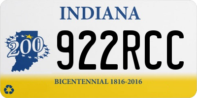 IN license plate 922RCC