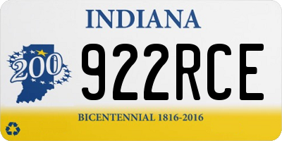 IN license plate 922RCE