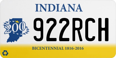 IN license plate 922RCH