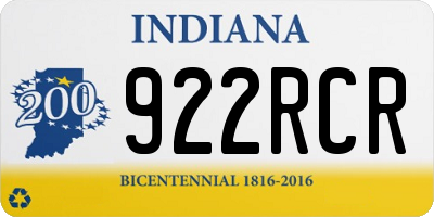 IN license plate 922RCR