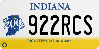 IN license plate 922RCS