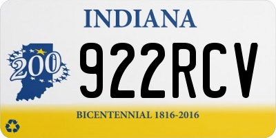 IN license plate 922RCV