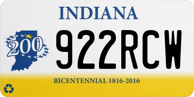 IN license plate 922RCW