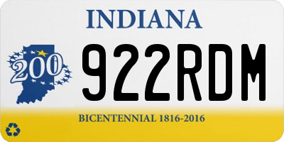 IN license plate 922RDM