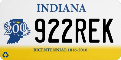 IN license plate 922REK
