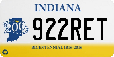 IN license plate 922RET