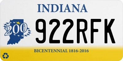 IN license plate 922RFK