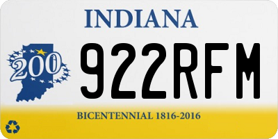 IN license plate 922RFM