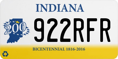 IN license plate 922RFR