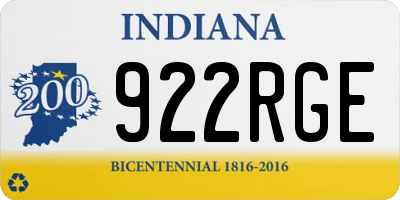 IN license plate 922RGE