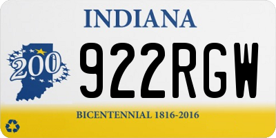 IN license plate 922RGW