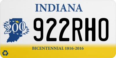 IN license plate 922RHO