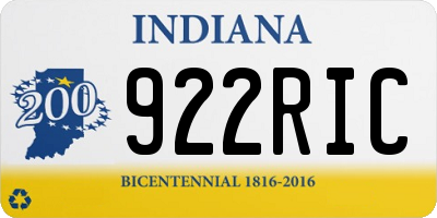 IN license plate 922RIC