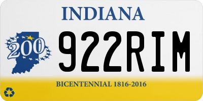 IN license plate 922RIM