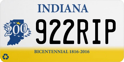 IN license plate 922RIP