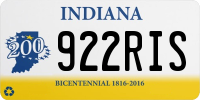 IN license plate 922RIS