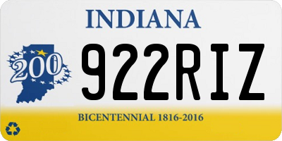 IN license plate 922RIZ