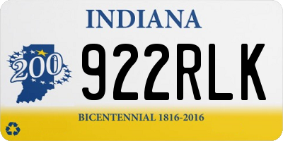 IN license plate 922RLK