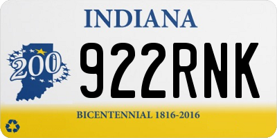 IN license plate 922RNK