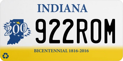 IN license plate 922ROM