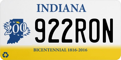 IN license plate 922RON