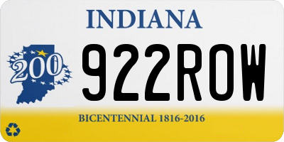 IN license plate 922ROW