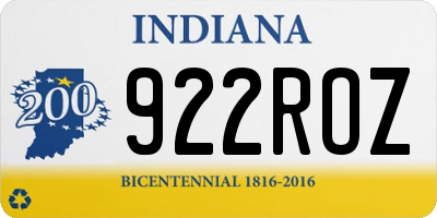 IN license plate 922ROZ