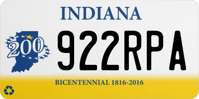 IN license plate 922RPA
