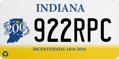 IN license plate 922RPC