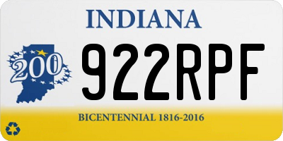 IN license plate 922RPF