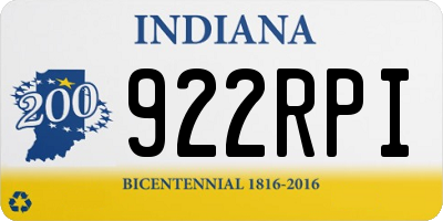 IN license plate 922RPI