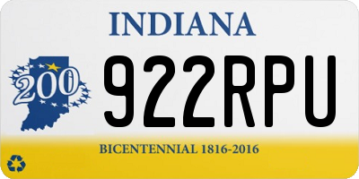 IN license plate 922RPU