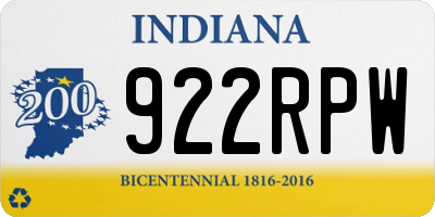 IN license plate 922RPW