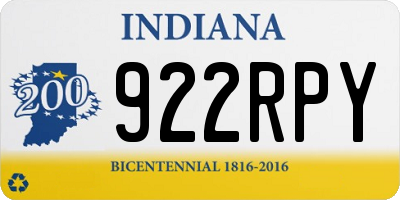 IN license plate 922RPY